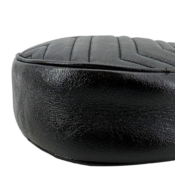 Gucci  GG Marmont Mini Round Leather Crossbody Bag Black 550154 - Picture 9 of 14